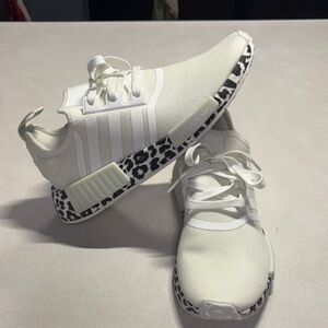 Adidas Women's Cream Sneakers with Leopard Detail